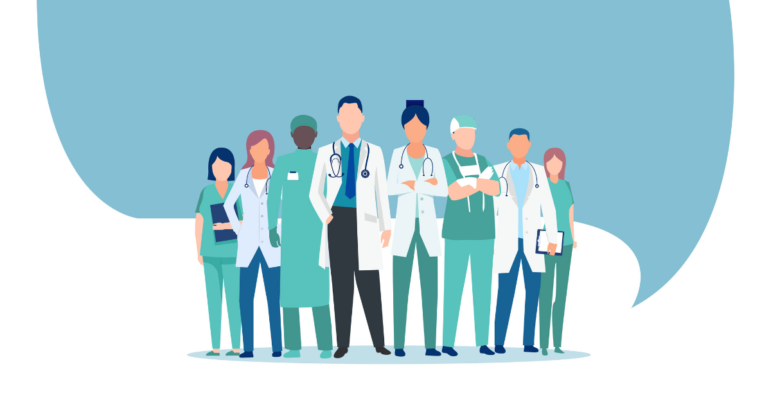 Vector of a medical staff, group of doctors and nurses